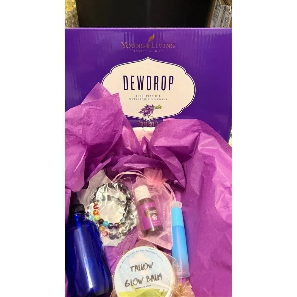 Young Living Essential Oil Gift Basket – Lavender + Dewdrop Diffuser Tallow Balm